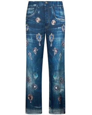 Liu Jo Straight-Leg Trousers With Digital Print - Blue