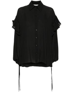 Nissa Ruffle-Detail Shirt - Black