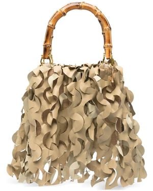 La Milanesa Medium Oceano Bamboo-Handle Handbag - Metallic