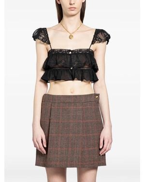 Chloé Lace Ruffled Crop Top - Brown