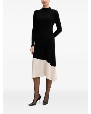 Pedro Del Hierro Madrid Vestido Midi De Canalé A Paneles - Negro