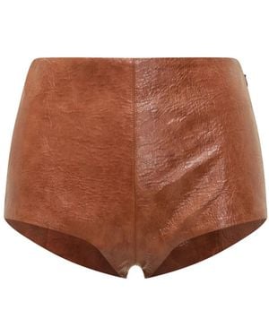 ANDAMANE Faux-Leather Zip-Fastening Shorts - Brown