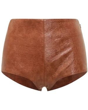 ANDAMANE Faux-leather Zip-fastening Shorts - ブラウン