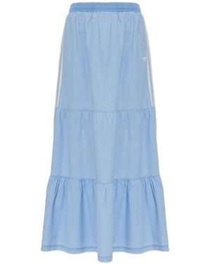 adidas Tiered Side-Stripe Maxi Skirt - Blue