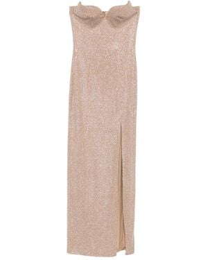 GIUSEPPE DI MORABITO Crystal-Embellished Side-Split Maxi Dress - Natural