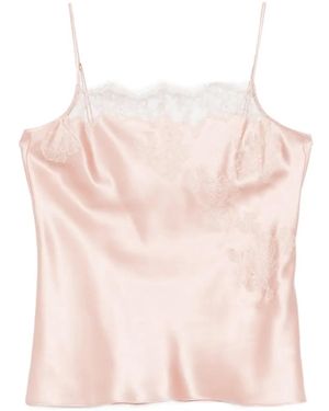 Carine Gilson Straight Neckline Lace Silk Camisole - Pink
