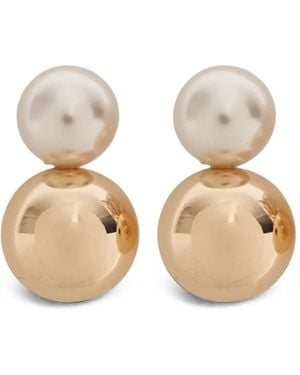 Carolina Herrera Orecchini A Clip Con Perle Sintetiche - Neutro