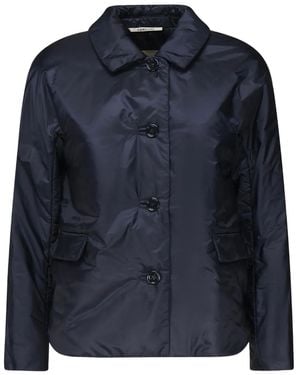 Max Mara Button-Fastening Flap-Pocket Jacket - Blue
