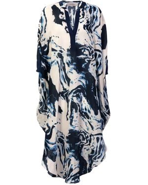 Silvia Tcherassi Elea Abstract-Print Midi Dress - Blue