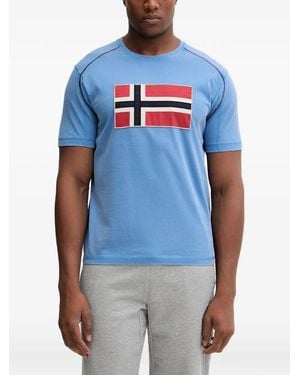 Napapijri T-Shirt Reflect À Coutures Contrastantes Et Patch Logo - Blue