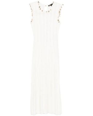 Maje Embellished Knitted Midi Dress - White
