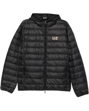 EA7 Hooded Quilted Jacket - Black