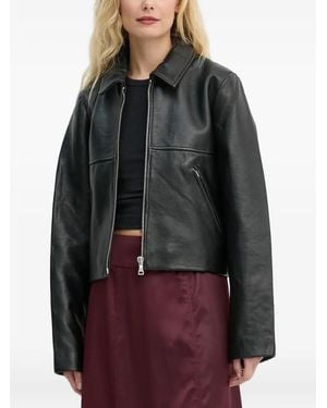 Won Hundred Zip-Front Leather Jacket - Gray