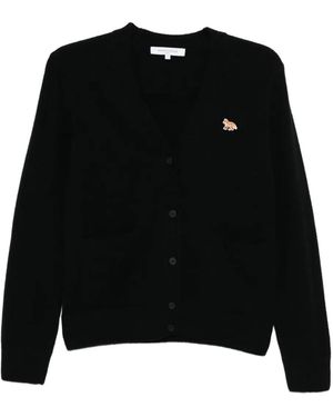 Maison Kitsuné Cardigan de 'Baby Fox' - Negro