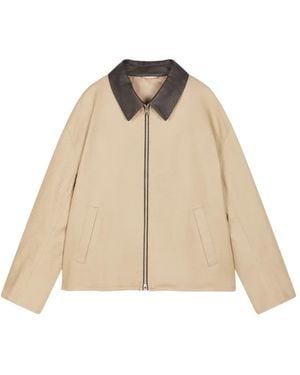 CROQUIS Contrasting-Collar Shirt Jacket - Natural
