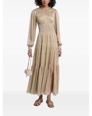 Michael Kors Smocked Tiered Midi Dress - Natural