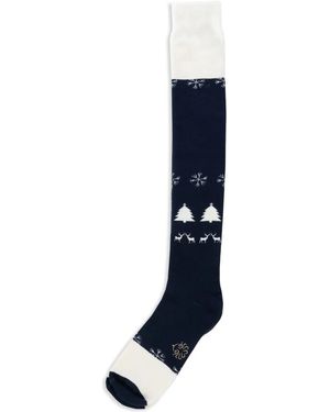 Alto Milano Patterned-Jacquard Socks - Blue