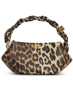 Ganni Mini Bou Leopard-Print Bag - Metallic