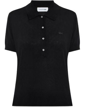 Lacoste Poloshirt Aus Kaschmirgemisch Mit Rautenverzierung Und Knöpfen - Schwarz