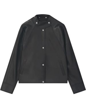 Aeron Salem Snap-Collar Leather Jacket - Black