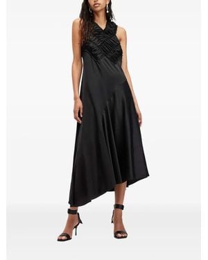 AllSaints Abito Mahree Con Ruches E Spalline A Incrocio Sul Retro - Nero
