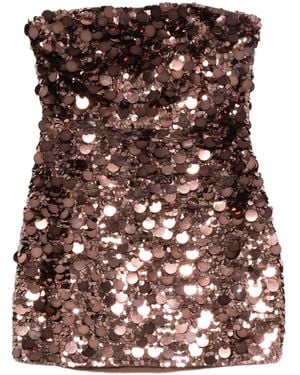 retroféte Sequin-embellished mini dress - Marrón