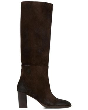 Marsèll Burnished-Effect Suede Knee-High Boots - Black
