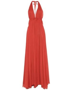 Arcina Ori Florence Halterneck Pleated Maxi Dress - Red