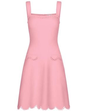 Oscar de la Renta Sleeveless Square-Neck Mini Dress - Pink