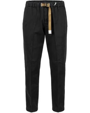 White Sand Belted Tapered-Leg Pants - Black