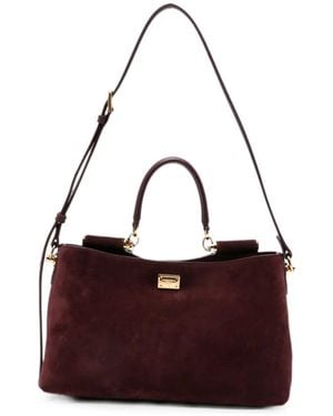 Dolce & Gabbana Sicily Logo-Plaque Tote Bag - Purple