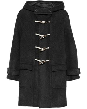 Semicouture Hooded Toggle-Fastening Coat - Black