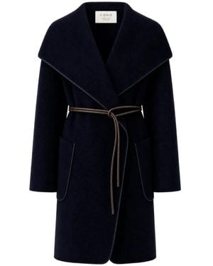 Co.Go Belted Shawl-Lapel Coat - Blue