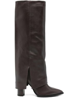 GISÉL MOIRÉ Teddy 90Mm ブロックヒール ブーツ - ブラウン