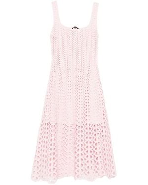 Maje Openwork Midi Dress - Pink
