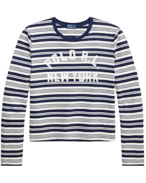 Polo Ralph Lauren Striped Logo-Print T-Shirt - Blue
