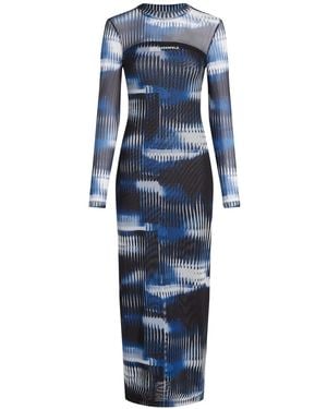 KARL LAGERFELD Glitch-Print Mesh Dress - Blue