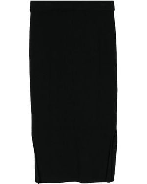 N.Peal Cashmere サイドスリット カシミアスカート - ブラック