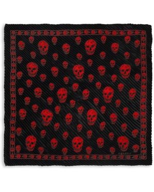 McQueen Foulard En Soie À Imprimé Tête De Mort - Red