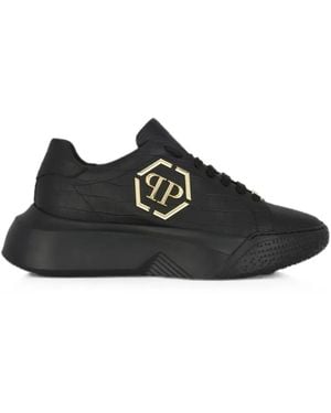 Philipp Plein Crocco Godzilla Runner Trainers - Black