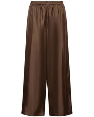 Marella Elasticated-Waistband Silk Trousers - Brown