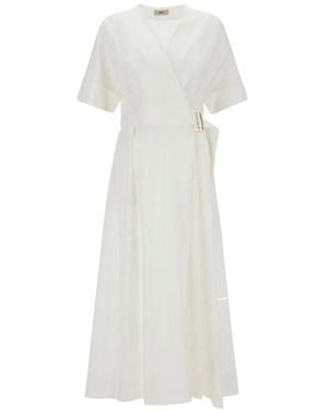 Herno V-Neck Wrap Dress - White