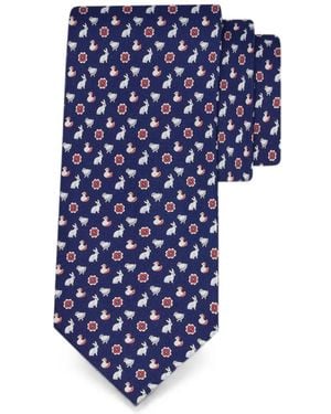 Ferragamo Charms Print Silk Tie - Blue