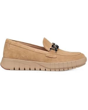 Geox Flextride Chain-Link Suede Loafers - Natural