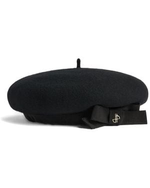 Patou Grosgrain-Bow Wool Beret - Black
