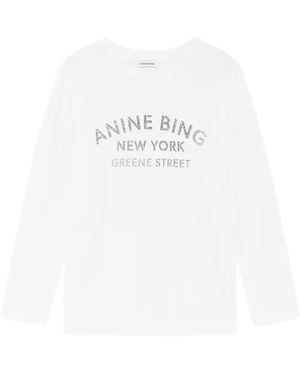 Anine Bing Ivan Long-Sleeve New York Stencil - White