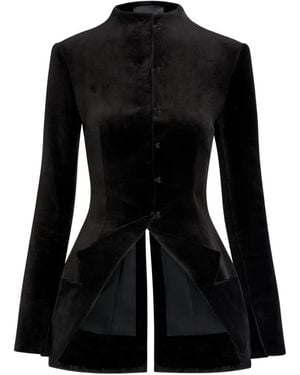 A.W.A.K.E. MODE Hook-And-Eye Velvet Jacket - Black