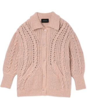 Simone Rocha Cable-Knit Button Cardigan - Pink