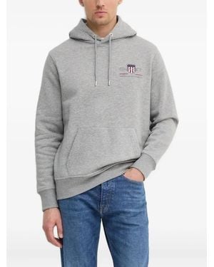 GANT Logo-Embroidered Hoodie - Grey