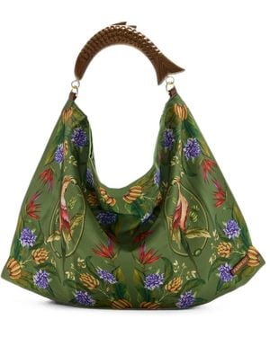 FARM Rio Tropical-Print Fish-Handle Shoulder Bag - Green